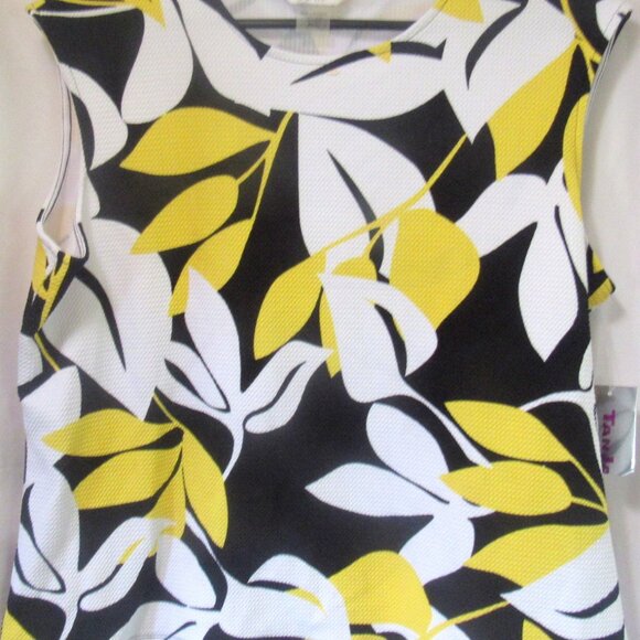 Tan Jay Yellow, Black and White Sleeveless Top, Petite, Size L, NWT. E1113 - Picture 1 of 5